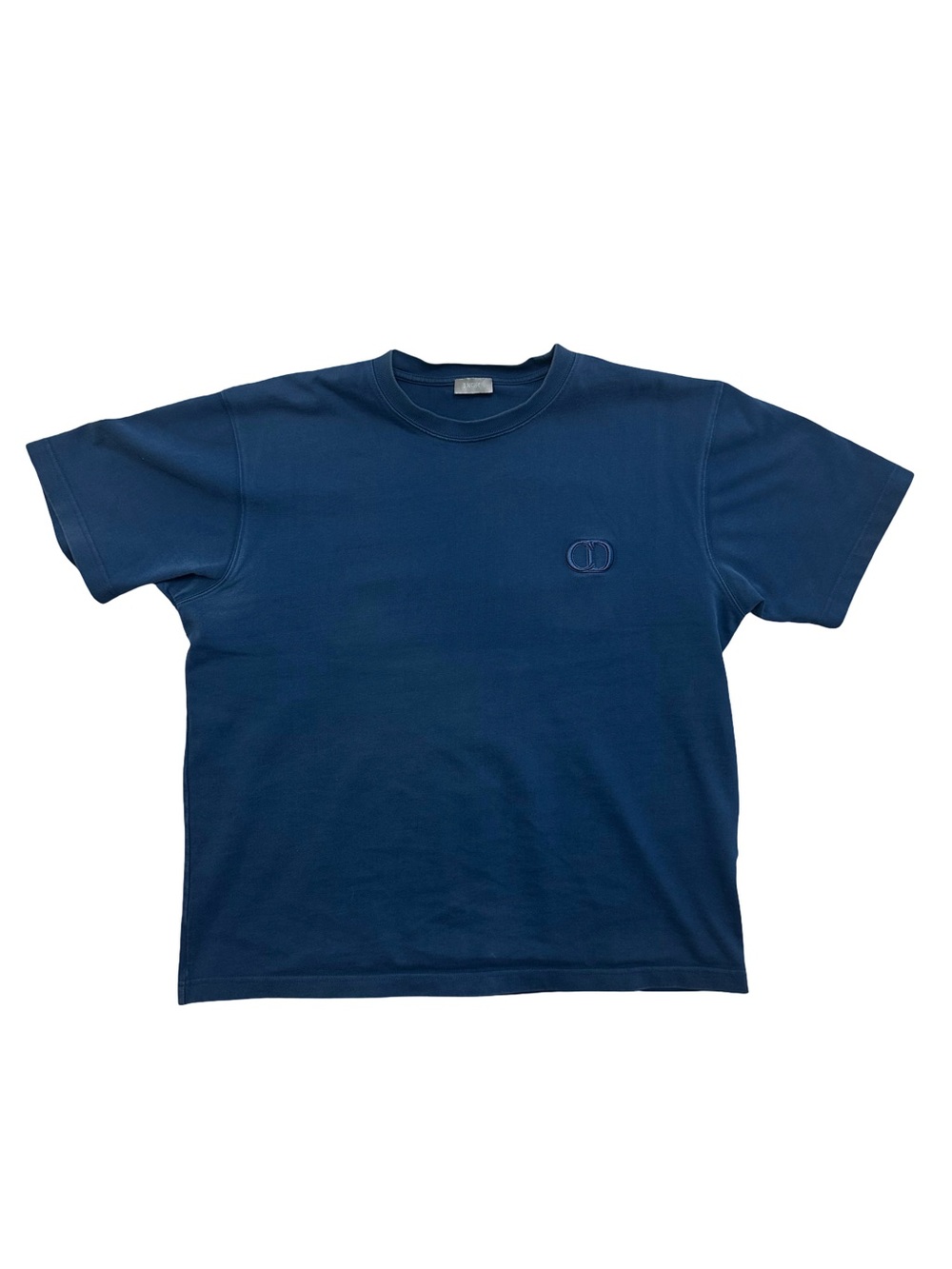 Dior CD Embroidered Logo T-Shirt Navy Blue Size XL